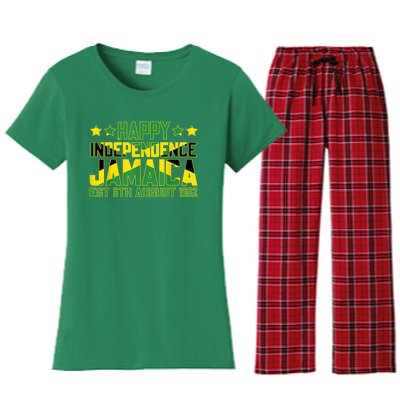 Happy Independence Jamaica Est 6th August 1962 Jamaican Flag Women's Flannel Pajama Set