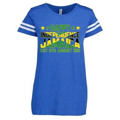 Happy Independence Jamaica Est 6th August 1962 Jamaican Flag Enza Ladies Jersey Football T-Shirt