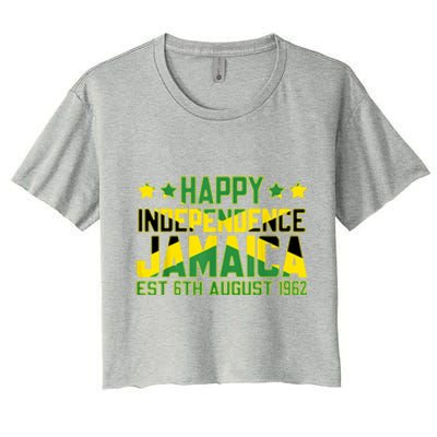 Happy Independence Jamaica Est 6th August 1962 Jamaican Flag Women's Crop Top Tee