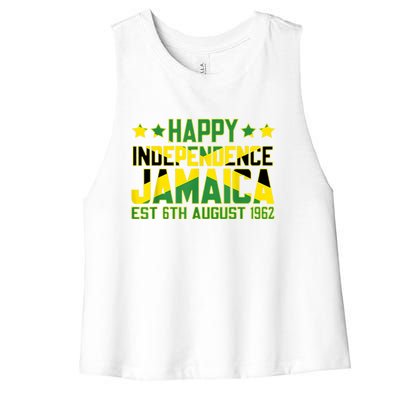 Happy Independence Jamaica Est 6th August 1962 Jamaican Flag Women's Racerback Cropped Tank