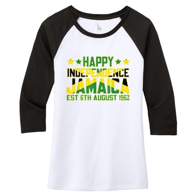 Happy Independence Jamaica Est 6th August 1962 Jamaican Flag Women's Tri-Blend 3/4-Sleeve Raglan Shirt