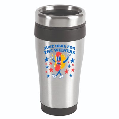 Hotdog IM Just Here For The Wieners 4th Of July 16oz Travel Tumbler