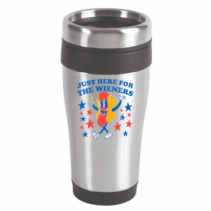 Hotdog IM Just Here For The Wieners 4th Of July 16oz Travel Tumbler
