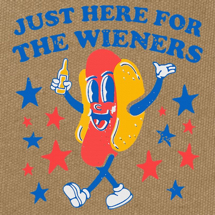 Hotdog IM Just Here For The Wieners 4th Of July Cotton Canvas Backpack