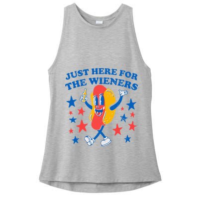 Hotdog IM Just Here For The Wieners 4th Of July Ladies PosiCharge Tri-Blend Wicking Tank