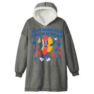Hotdog IM Just Here For The Wieners 4th Of July Hooded Wearable Blanket