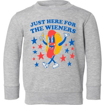 Hotdog IM Just Here For The Wieners 4th Of July Toddler Sweatshirt
