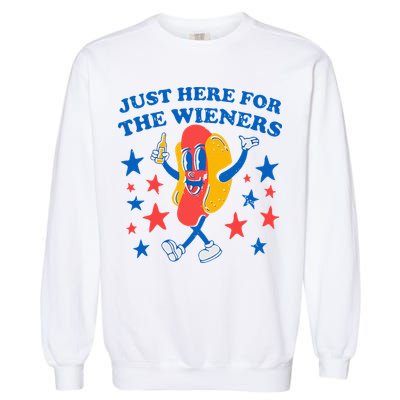 Hotdog IM Just Here For The Wieners 4th Of July Garment-Dyed Sweatshirt