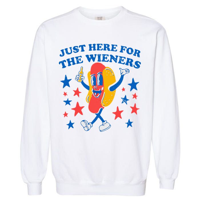 Hotdog IM Just Here For The Wieners 4th Of July Garment-Dyed Sweatshirt