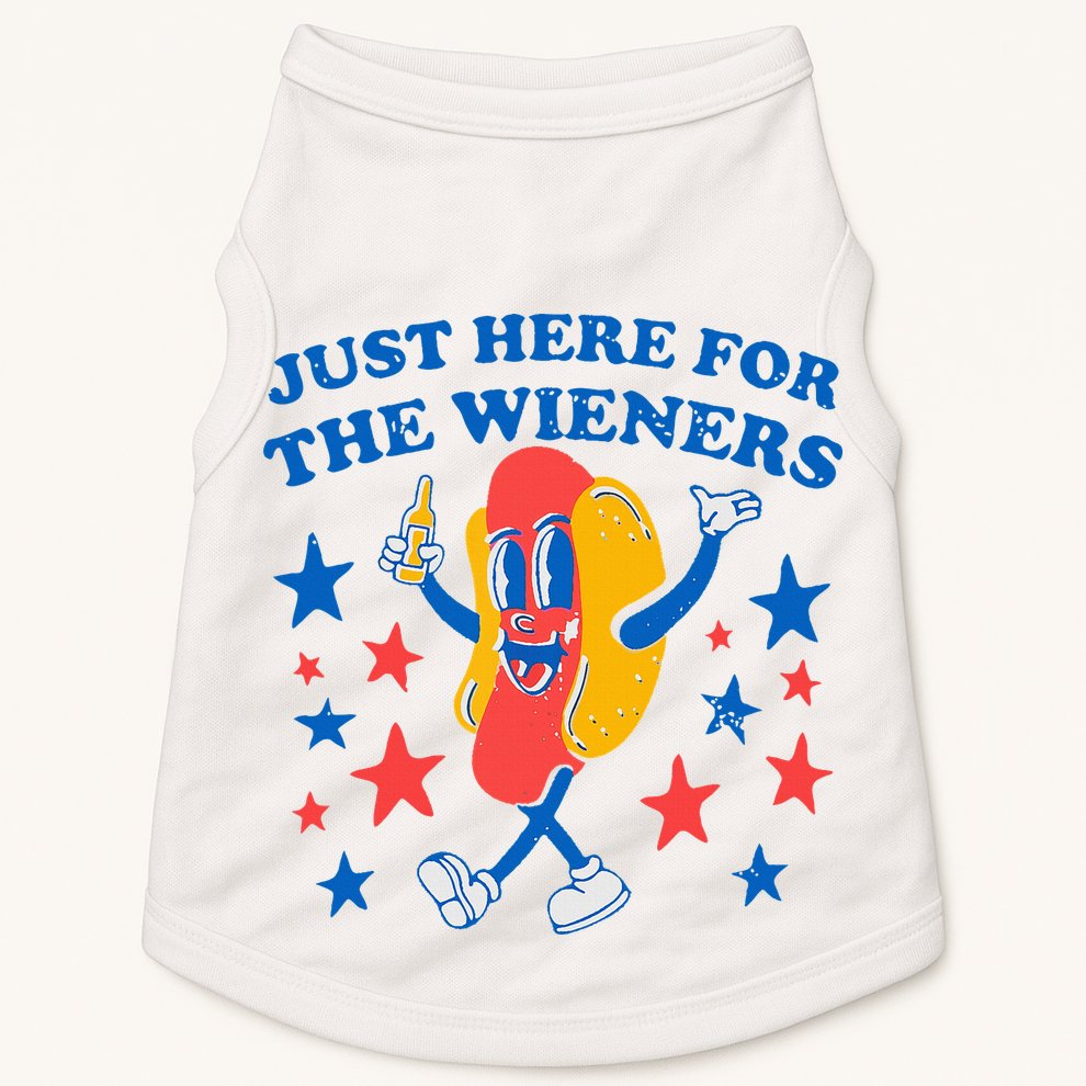 Hotdog IM Just Here For The Wieners 4th Of July Doggie Tank