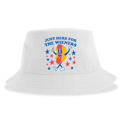 Hotdog IM Just Here For The Wieners 4th Of July Sustainable Bucket Hat