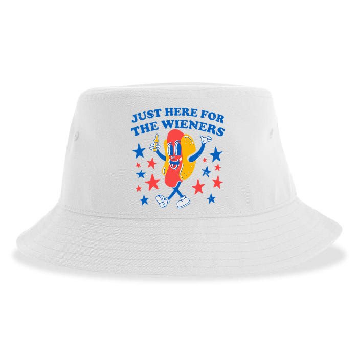 Hotdog IM Just Here For The Wieners 4th Of July Sustainable Bucket Hat