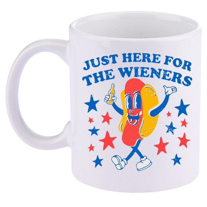 Hotdog IM Just Here For The Wieners 4th Of July 11oz C Handle Ceramic Mug