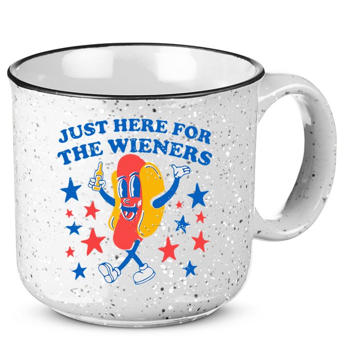 Hotdog IM Just Here For The Wieners 4th Of July 15oz Campfire Ceramic Mug