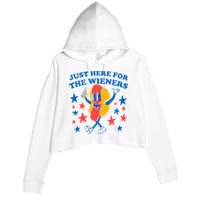 Hotdog IM Just Here For The Wieners 4th Of July Crop Fleece Hoodie