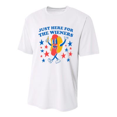 Hotdog IM Just Here For The Wieners 4th Of July Youth Performance Sprint T-Shirt