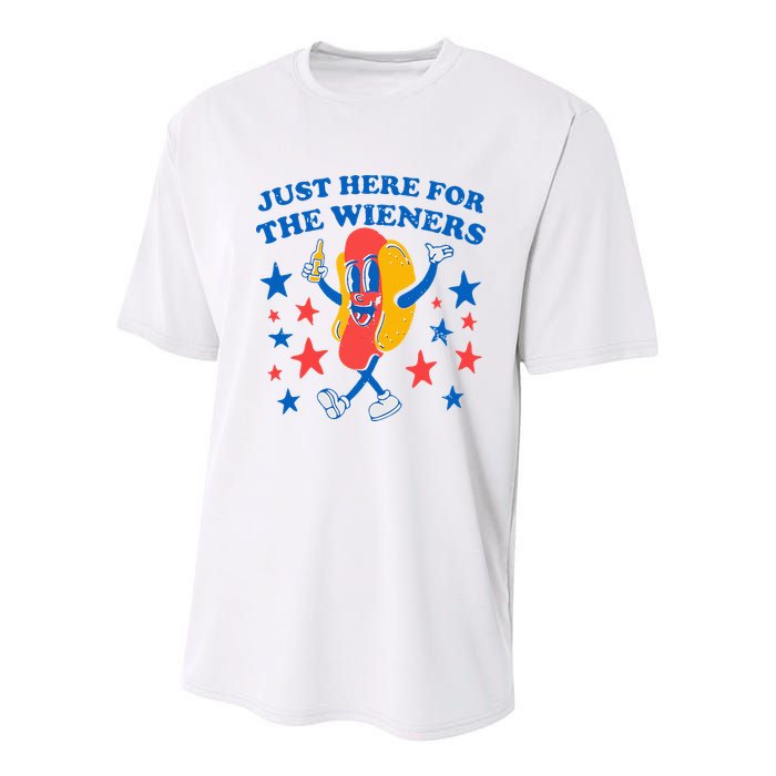 Hotdog IM Just Here For The Wieners 4th Of July Youth Performance Sprint T-Shirt