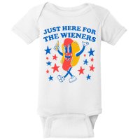 Hotdog IM Just Here For The Wieners 4th Of July Baby Bodysuit