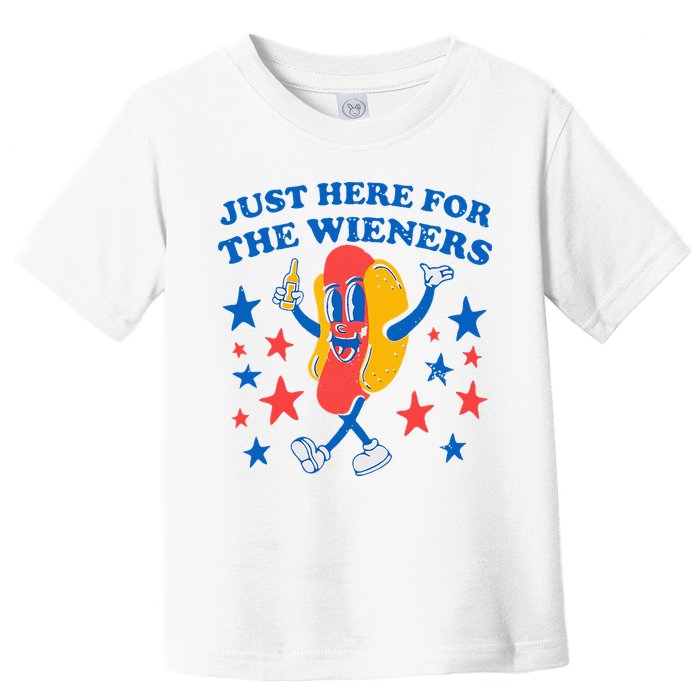 Hotdog IM Just Here For The Wieners 4th Of July Toddler T-Shirt
