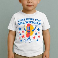 Hotdog IM Just Here For The Wieners 4th Of July Toddler T-Shirt