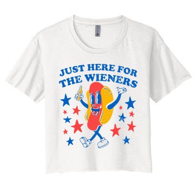 Hotdog IM Just Here For The Wieners 4th Of July Crop Top
