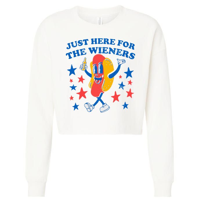 Hotdog IM Just Here For The Wieners 4th Of July Cropped Pullover Crew