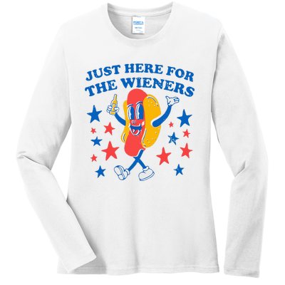 Hotdog IM Just Here For The Wieners 4th Of July Ladies Long Sleeve Shirt