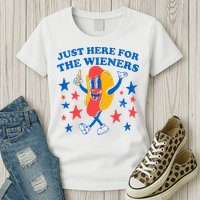 Hotdog IM Just Here For The Wieners 4th Of July Womens T-Shirt