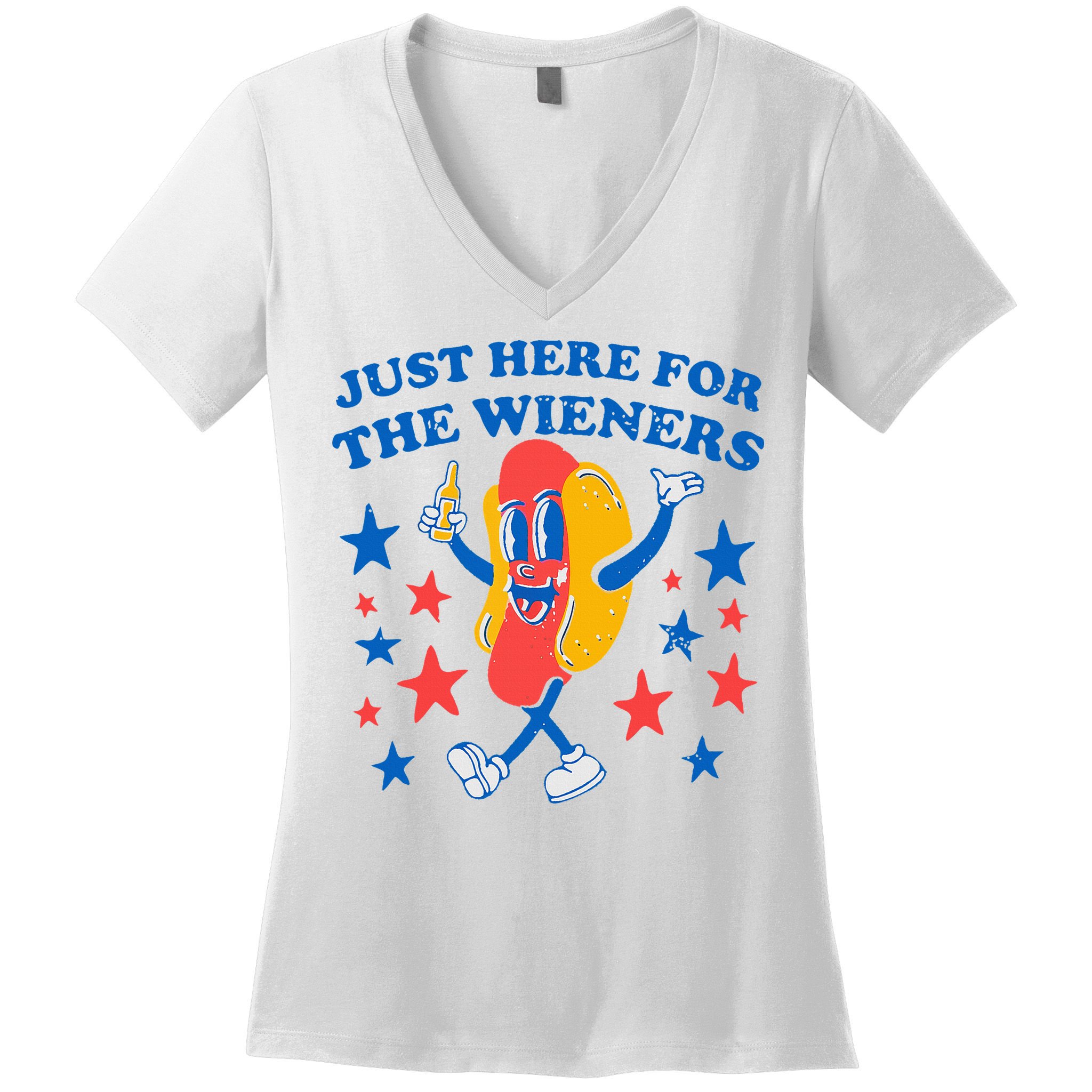 Hotdog IM Just Here For The Wieners 4th Of July Women's V-Neck T-Shirt