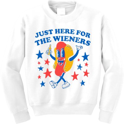 Hotdog IM Just Here For The Wieners 4th Of July Kids Sweatshirt