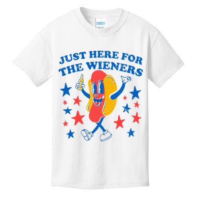 Hotdog IM Just Here For The Wieners 4th Of July Kids T-Shirt