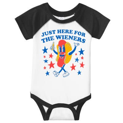 Hotdog IM Just Here For The Wieners 4th Of July Infant Baby Jersey Bodysuit
