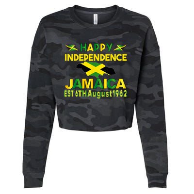 Happy Independence Jamaica Day Jamaican Flag 1962 Cropped Pullover Crew