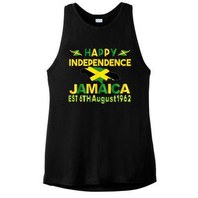 Happy Independence Jamaica Day Jamaican Flag 1962 Ladies PosiCharge Tri-Blend Wicking Tank