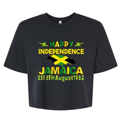 Happy Independence Jamaica Day Jamaican Flag 1962 Bella+Canvas Jersey Crop Tee