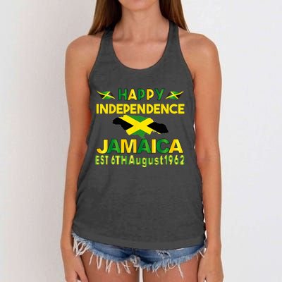 Happy Independence Jamaica Day Jamaican Flag 1962 Women's Knotted Racerback Tank