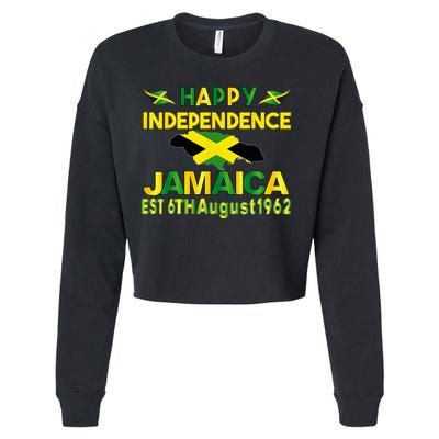 Happy Independence Jamaica Day Jamaican Flag 1962 Cropped Pullover Crew