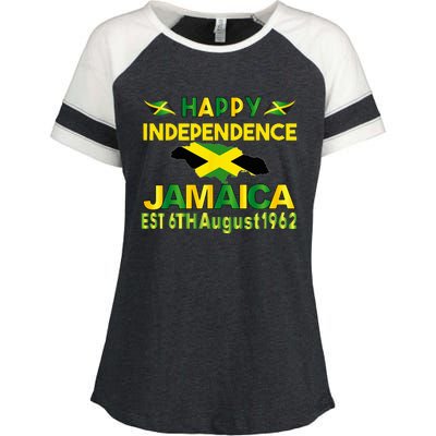 Happy Independence Jamaica Day Jamaican Flag 1962 Enza Ladies Jersey Colorblock Tee