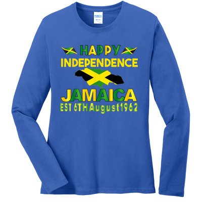 Happy Independence Jamaica Day Jamaican Flag 1962 Ladies Long Sleeve Shirt