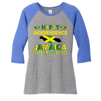 Happy Independence Jamaica Day Jamaican Flag 1962 Women's Tri-Blend 3/4-Sleeve Raglan Shirt