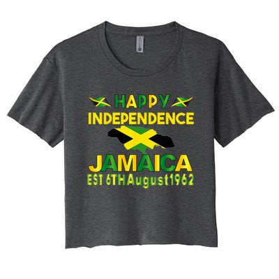 Happy Independence Jamaica Day Jamaican Flag 1962 Women's Crop Top Tee