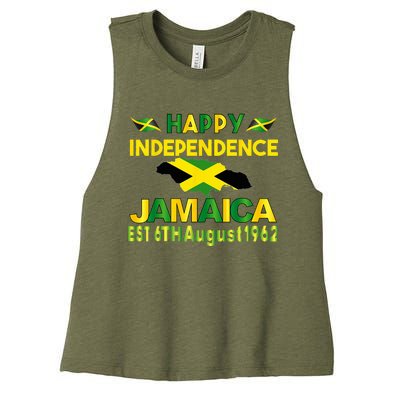 Happy Independence Jamaica Day Jamaican Flag 1962 Women's Racerback Cropped Tank