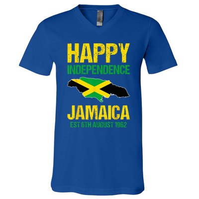 Happy Independence Jamaica Est 6th August 1962 Jamaican V-Neck T-Shirt