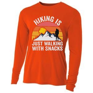 Hiking Is Just Walking With Snacks Hiking Humor Cooling Performance Long Sleeve Crew