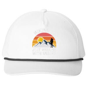 Hiking Is Just Walking With Snacks Hiking Humor Snapback Five-Panel Rope Hat