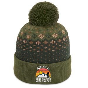 Hiking Is Just Walking With Snacks Hiking Humor The Baniff Cuffed Pom Beanie