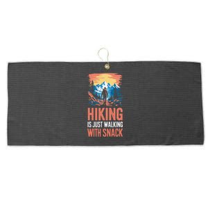 Hiking Is Just Walking With Snacks. Hiking Humor Large Microfiber Waffle Golf Towel