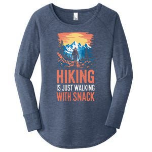 Hiking Is Just Walking With Snacks. Hiking Humor Women's Perfect Tri Tunic Long Sleeve Shirt