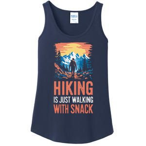 Hiking Is Just Walking With Snacks. Hiking Humor Ladies Essential Tank