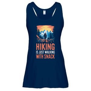 Hiking Is Just Walking With Snacks. Hiking Humor Ladies Essential Flowy Tank